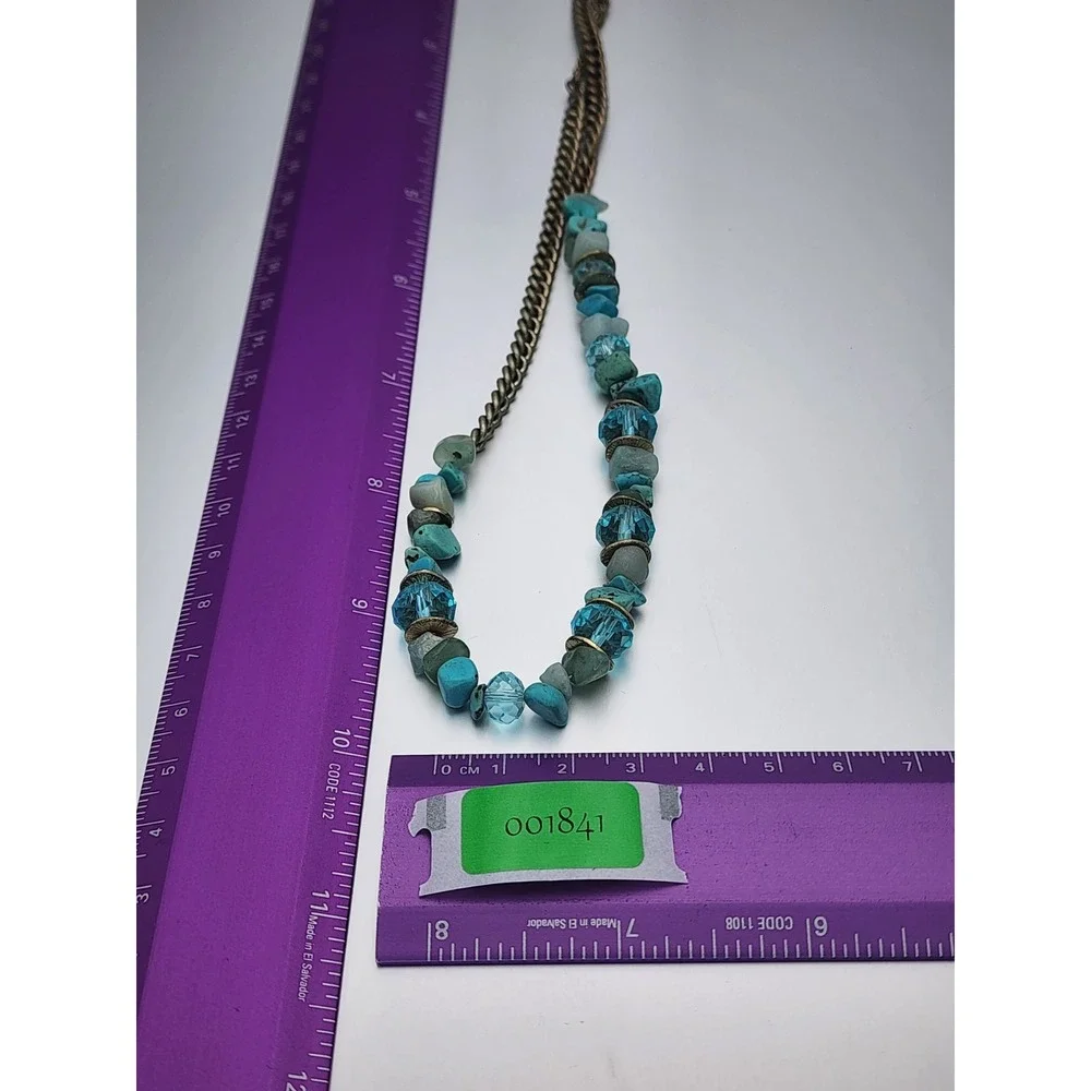 Vtg KENNETH COLE REACTION Turquoise Crystal Stone  Beaded Necklace FREE $HIPPING